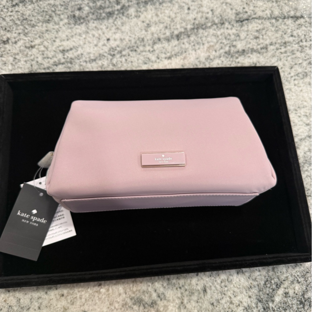 $99 Retail NWT Kate Spade Lavender Cosmetic Case with Logo Plaque